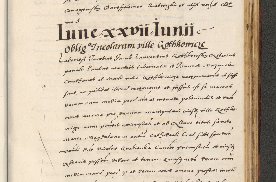 Zdjęcie nr 801 dla obiektu archiwalnego: [A]cta actorum causarum, sententiarum tam diffinitivarum quam interloquutoriarum, obligationum, constitutionum et contractuum coram reverendo patre domino Petro Porembski preposito Osvieczimensi, canonico et officiali generali Cracoviensi de anno Domini millesimo quingentesimo quinguagesimo primo, cuius indictio est nona, pontificatus sanctissimi in Christo patris et domini nostri domini Juliii divina providencia pape tercii, anno secundo, a die et mense infrascriptis feliciter continiantur