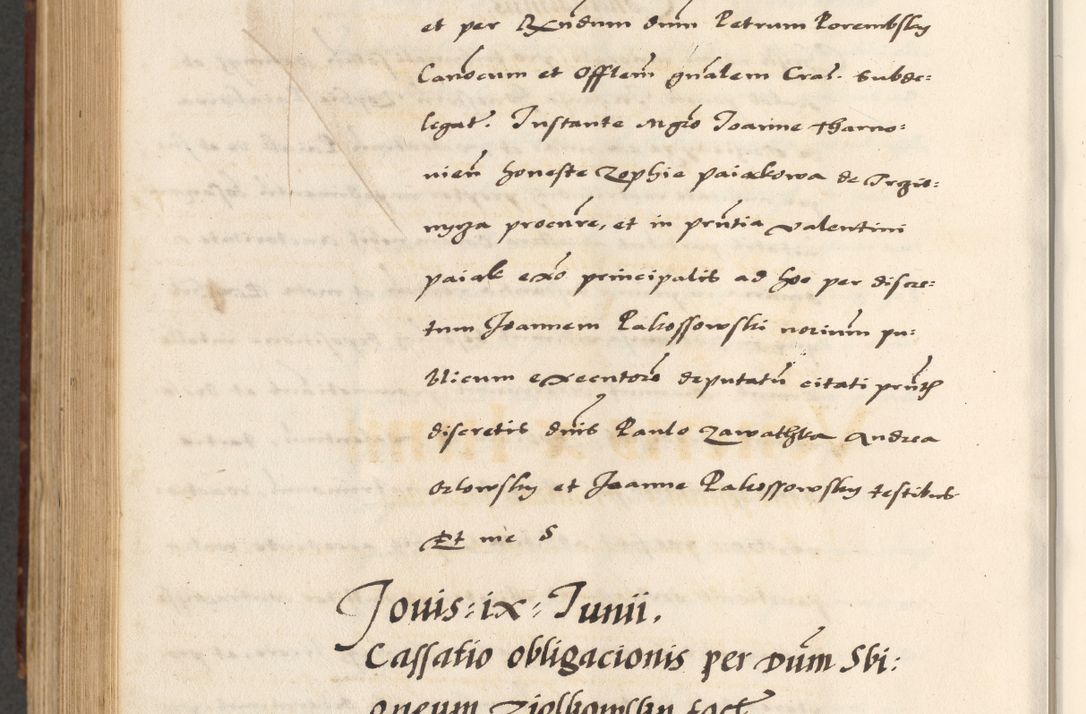 Zdjęcie nr 754 dla obiektu archiwalnego: [A]cta actorum causarum, sententiarum tam diffinitivarum quam interloquutoriarum, obligationum, constitutionum et contractuum coram reverendo patre domino Petro Porembski preposito Osvieczimensi, canonico et officiali generali Cracoviensi de anno Domini millesimo quingentesimo quinguagesimo primo, cuius indictio est nona, pontificatus sanctissimi in Christo patris et domini nostri domini Juliii divina providencia pape tercii, anno secundo, a die et mense infrascriptis feliciter continiantur
