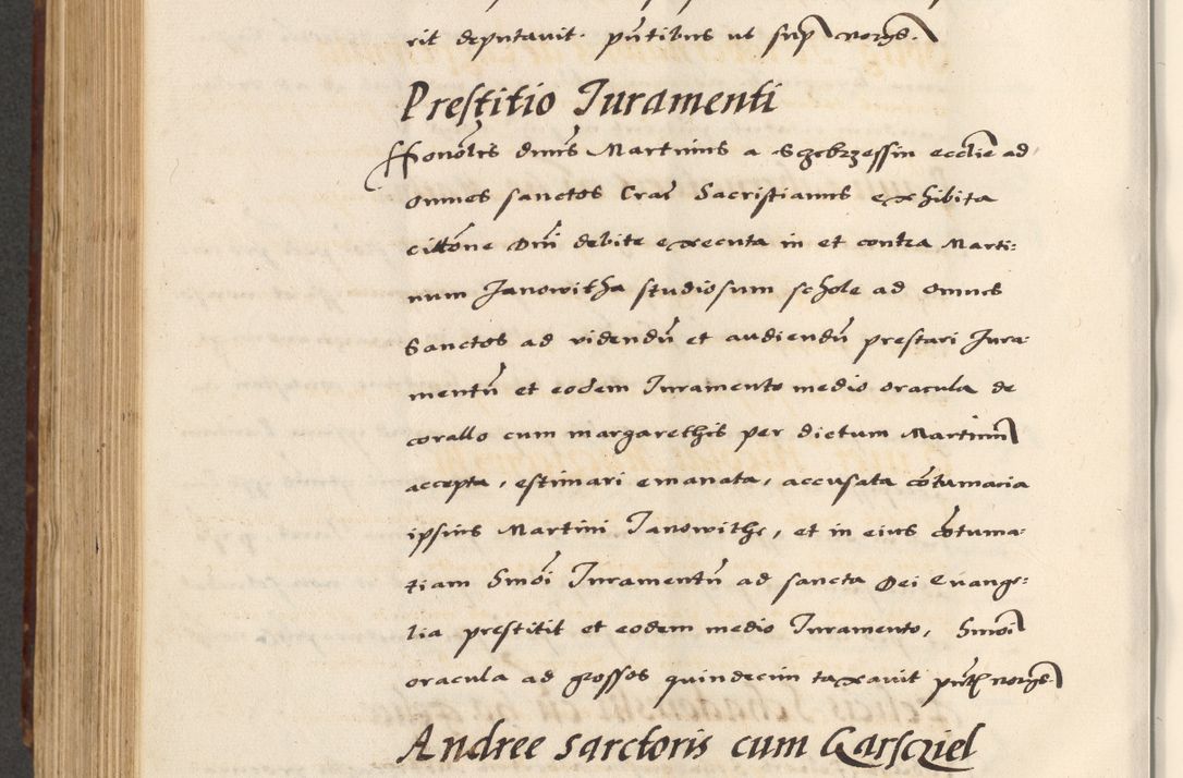 Zdjęcie nr 618 dla obiektu archiwalnego: [A]cta actorum causarum, sententiarum tam diffinitivarum quam interloquutoriarum, obligationum, constitutionum et contractuum coram reverendo patre domino Petro Porembski preposito Osvieczimensi, canonico et officiali generali Cracoviensi de anno Domini millesimo quingentesimo quinguagesimo primo, cuius indictio est nona, pontificatus sanctissimi in Christo patris et domini nostri domini Juliii divina providencia pape tercii, anno secundo, a die et mense infrascriptis feliciter continiantur