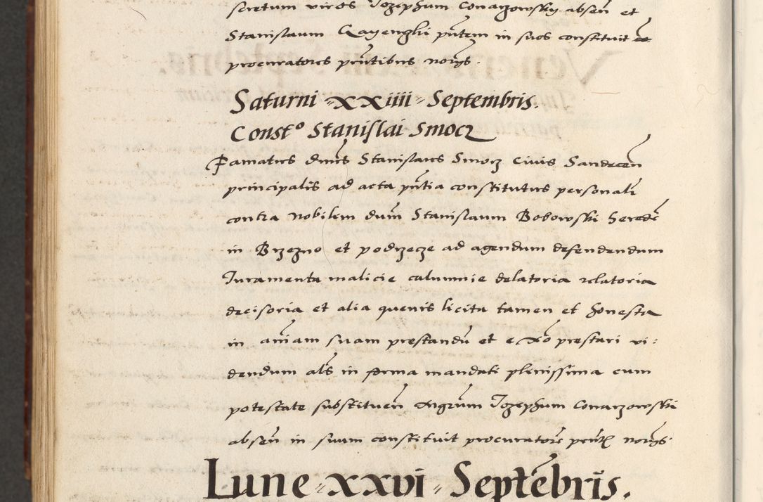 Zdjęcie nr 960 dla obiektu archiwalnego: [A]cta actorum causarum, sententiarum tam diffinitivarum quam interloquutoriarum, obligationum, constitutionum et contractuum coram reverendo patre domino Petro Porembski preposito Osvieczimensi, canonico et officiali generali Cracoviensi de anno Domini millesimo quingentesimo quinguagesimo primo, cuius indictio est nona, pontificatus sanctissimi in Christo patris et domini nostri domini Juliii divina providencia pape tercii, anno secundo, a die et mense infrascriptis feliciter continiantur