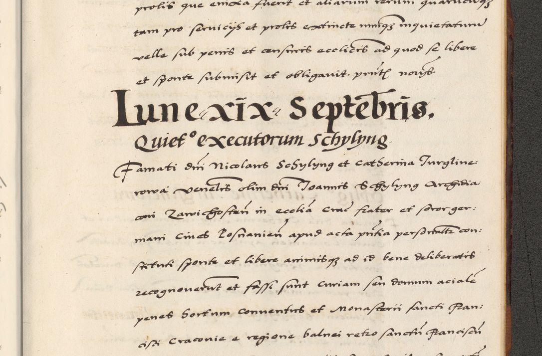 Zdjęcie nr 953 dla obiektu archiwalnego: [A]cta actorum causarum, sententiarum tam diffinitivarum quam interloquutoriarum, obligationum, constitutionum et contractuum coram reverendo patre domino Petro Porembski preposito Osvieczimensi, canonico et officiali generali Cracoviensi de anno Domini millesimo quingentesimo quinguagesimo primo, cuius indictio est nona, pontificatus sanctissimi in Christo patris et domini nostri domini Juliii divina providencia pape tercii, anno secundo, a die et mense infrascriptis feliciter continiantur