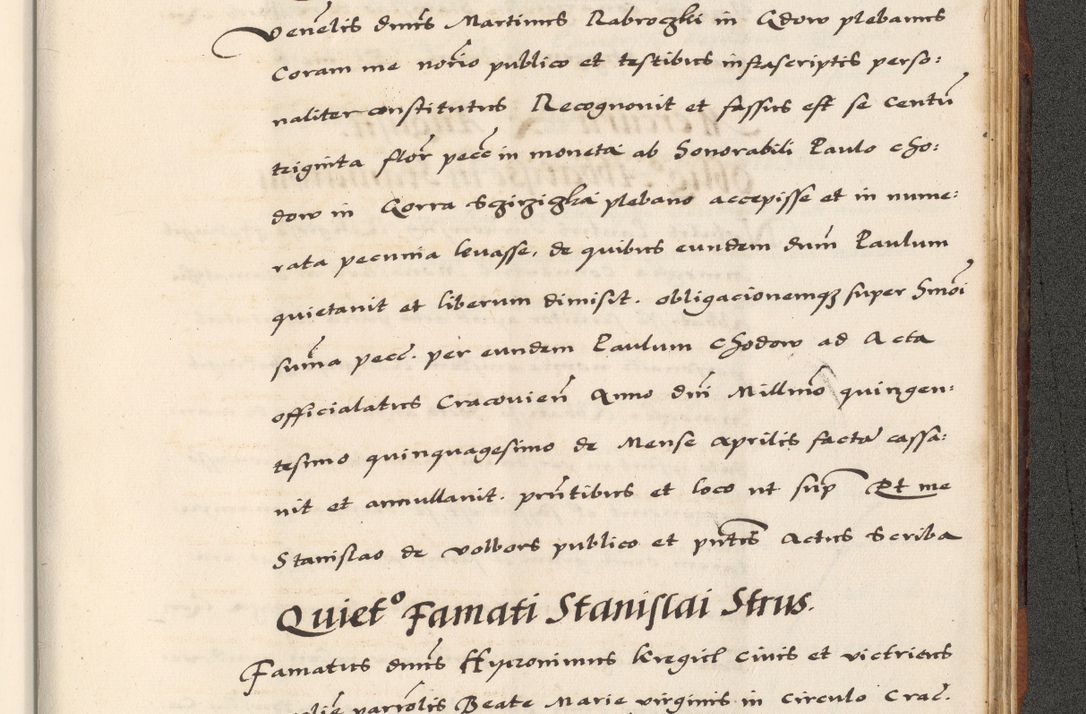 Zdjęcie nr 877 dla obiektu archiwalnego: [A]cta actorum causarum, sententiarum tam diffinitivarum quam interloquutoriarum, obligationum, constitutionum et contractuum coram reverendo patre domino Petro Porembski preposito Osvieczimensi, canonico et officiali generali Cracoviensi de anno Domini millesimo quingentesimo quinguagesimo primo, cuius indictio est nona, pontificatus sanctissimi in Christo patris et domini nostri domini Juliii divina providencia pape tercii, anno secundo, a die et mense infrascriptis feliciter continiantur