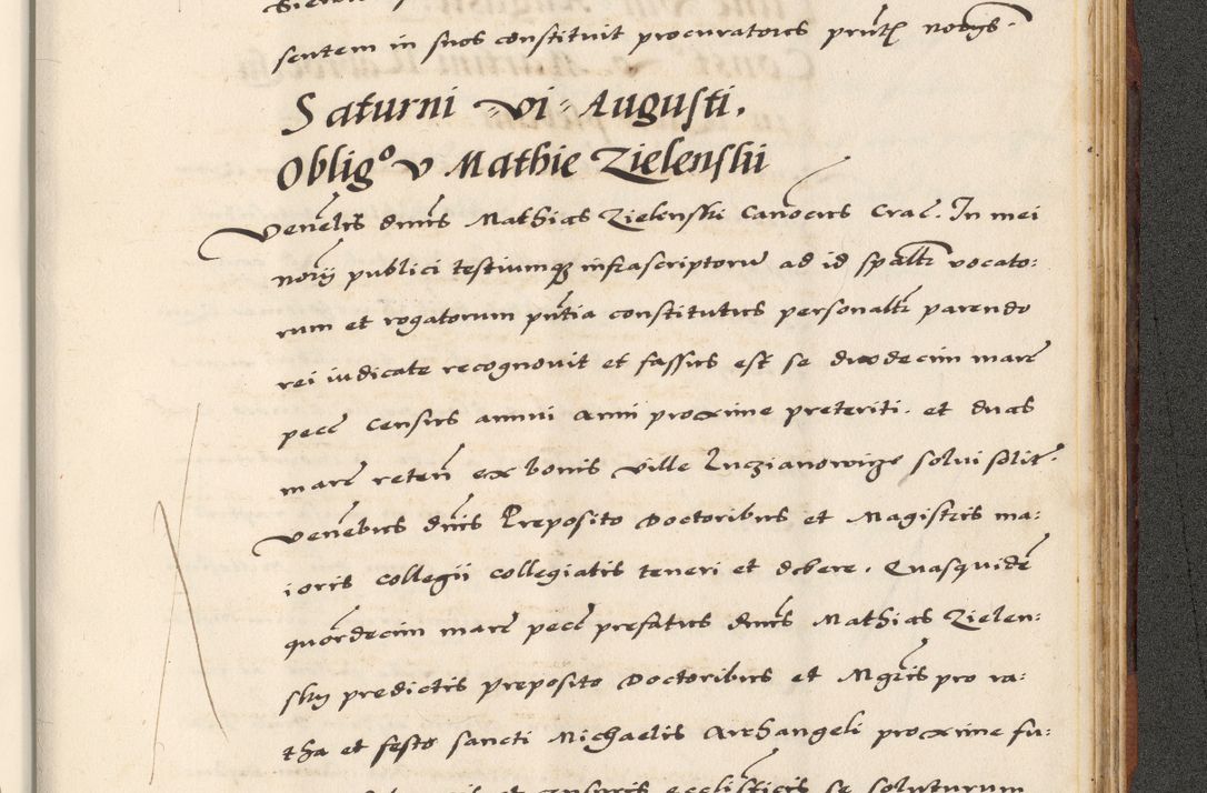 Zdjęcie nr 873 dla obiektu archiwalnego: [A]cta actorum causarum, sententiarum tam diffinitivarum quam interloquutoriarum, obligationum, constitutionum et contractuum coram reverendo patre domino Petro Porembski preposito Osvieczimensi, canonico et officiali generali Cracoviensi de anno Domini millesimo quingentesimo quinguagesimo primo, cuius indictio est nona, pontificatus sanctissimi in Christo patris et domini nostri domini Juliii divina providencia pape tercii, anno secundo, a die et mense infrascriptis feliciter continiantur