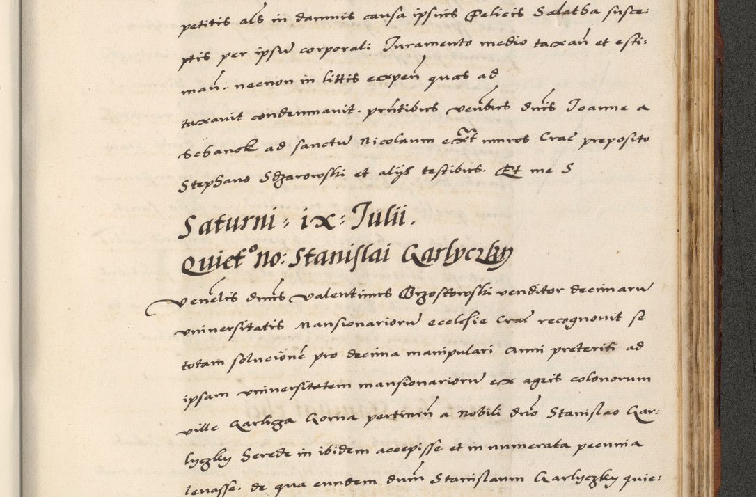 Zdjęcie nr 845 dla obiektu archiwalnego: [A]cta actorum causarum, sententiarum tam diffinitivarum quam interloquutoriarum, obligationum, constitutionum et contractuum coram reverendo patre domino Petro Porembski preposito Osvieczimensi, canonico et officiali generali Cracoviensi de anno Domini millesimo quingentesimo quinguagesimo primo, cuius indictio est nona, pontificatus sanctissimi in Christo patris et domini nostri domini Juliii divina providencia pape tercii, anno secundo, a die et mense infrascriptis feliciter continiantur