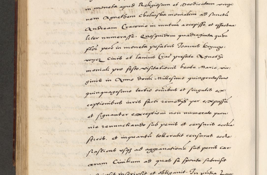Zdjęcie nr 824 dla obiektu archiwalnego: [A]cta actorum causarum, sententiarum tam diffinitivarum quam interloquutoriarum, obligationum, constitutionum et contractuum coram reverendo patre domino Petro Porembski preposito Osvieczimensi, canonico et officiali generali Cracoviensi de anno Domini millesimo quingentesimo quinguagesimo primo, cuius indictio est nona, pontificatus sanctissimi in Christo patris et domini nostri domini Juliii divina providencia pape tercii, anno secundo, a die et mense infrascriptis feliciter continiantur