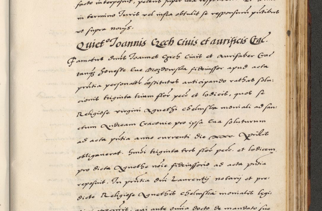 Zdjęcie nr 819 dla obiektu archiwalnego: [A]cta actorum causarum, sententiarum tam diffinitivarum quam interloquutoriarum, obligationum, constitutionum et contractuum coram reverendo patre domino Petro Porembski preposito Osvieczimensi, canonico et officiali generali Cracoviensi de anno Domini millesimo quingentesimo quinguagesimo primo, cuius indictio est nona, pontificatus sanctissimi in Christo patris et domini nostri domini Juliii divina providencia pape tercii, anno secundo, a die et mense infrascriptis feliciter continiantur