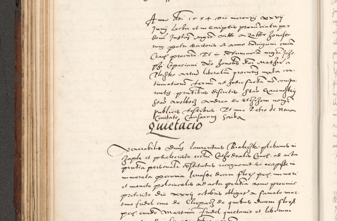 Zdjęcie nr 208 dla obiektu archiwalnego: Acta actorum causarum, sententiarum tam diffinitivarum quam interlocutoriam, obligationum, constitutionum, contractuum etc. coram reverendo patre domino Petro Porembski preposito Oswieczimensi, canonico et officiali Cracoviensi de anno Domini millesimo DºLº quarto, indictione duodecima, pontificatus sanctissimi in Christo patris et domini nostri domini Julii divina providencia papae eius nominis tercii, anno quarto, a die et mense infrasciptis continuantur