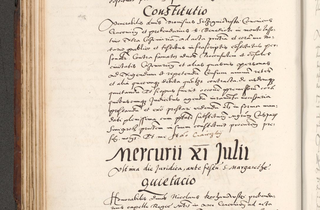 Zdjęcie nr 188 dla obiektu archiwalnego: Acta actorum causarum, sententiarum tam diffinitivarum quam interlocutoriam, obligationum, constitutionum, contractuum etc. coram reverendo patre domino Petro Porembski preposito Oswieczimensi, canonico et officiali Cracoviensi de anno Domini millesimo DºLº quarto, indictione duodecima, pontificatus sanctissimi in Christo patris et domini nostri domini Julii divina providencia papae eius nominis tercii, anno quarto, a die et mense infrasciptis continuantur