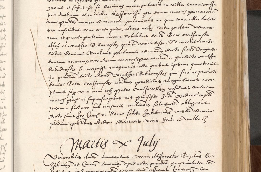 Zdjęcie nr 187 dla obiektu archiwalnego: Acta actorum causarum, sententiarum tam diffinitivarum quam interlocutoriam, obligationum, constitutionum, contractuum etc. coram reverendo patre domino Petro Porembski preposito Oswieczimensi, canonico et officiali Cracoviensi de anno Domini millesimo DºLº quarto, indictione duodecima, pontificatus sanctissimi in Christo patris et domini nostri domini Julii divina providencia papae eius nominis tercii, anno quarto, a die et mense infrasciptis continuantur