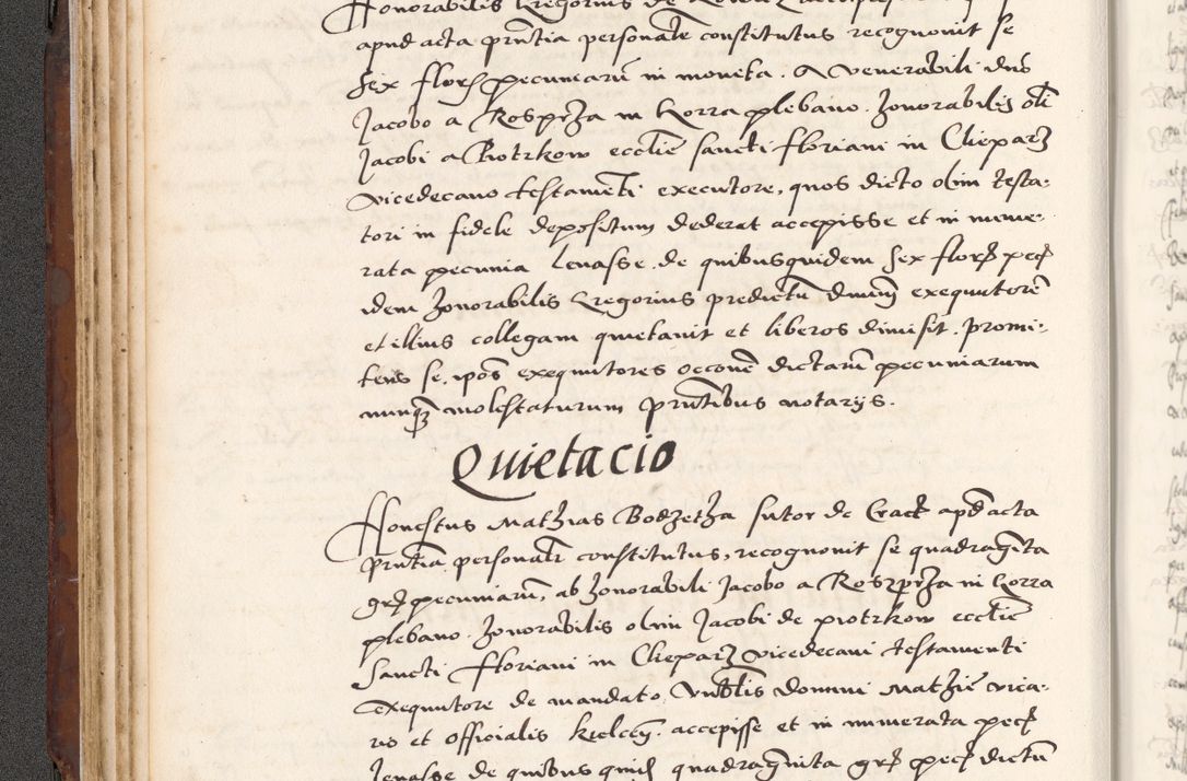 Zdjęcie nr 130 dla obiektu archiwalnego: Acta actorum causarum, sententiarum tam diffinitivarum quam interlocutoriam, obligationum, constitutionum, contractuum etc. coram reverendo patre domino Petro Porembski preposito Oswieczimensi, canonico et officiali Cracoviensi de anno Domini millesimo DºLº quarto, indictione duodecima, pontificatus sanctissimi in Christo patris et domini nostri domini Julii divina providencia papae eius nominis tercii, anno quarto, a die et mense infrasciptis continuantur