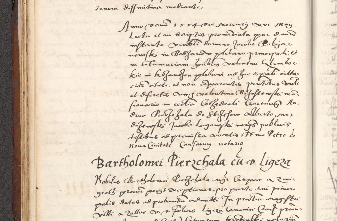 Zdjęcie nr 102 dla obiektu archiwalnego: Acta actorum causarum, sententiarum tam diffinitivarum quam interlocutoriam, obligationum, constitutionum, contractuum etc. coram reverendo patre domino Petro Porembski preposito Oswieczimensi, canonico et officiali Cracoviensi de anno Domini millesimo DºLº quarto, indictione duodecima, pontificatus sanctissimi in Christo patris et domini nostri domini Julii divina providencia papae eius nominis tercii, anno quarto, a die et mense infrasciptis continuantur