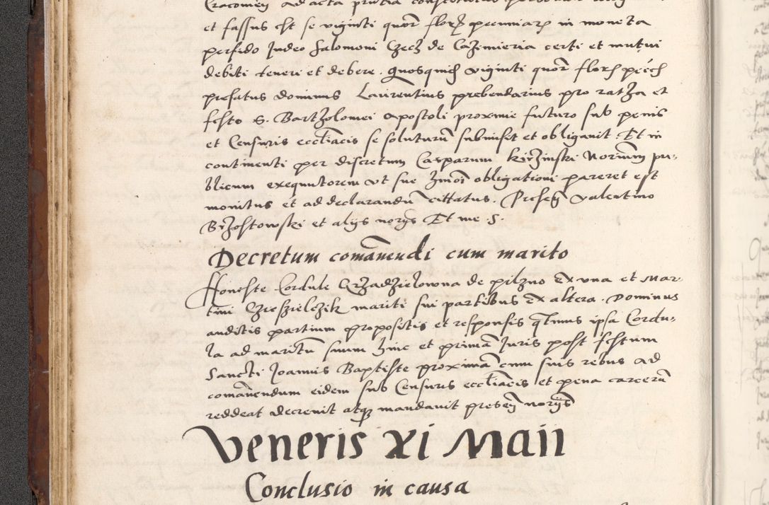 Zdjęcie nr 92 dla obiektu archiwalnego: Acta actorum causarum, sententiarum tam diffinitivarum quam interlocutoriam, obligationum, constitutionum, contractuum etc. coram reverendo patre domino Petro Porembski preposito Oswieczimensi, canonico et officiali Cracoviensi de anno Domini millesimo DºLº quarto, indictione duodecima, pontificatus sanctissimi in Christo patris et domini nostri domini Julii divina providencia papae eius nominis tercii, anno quarto, a die et mense infrasciptis continuantur