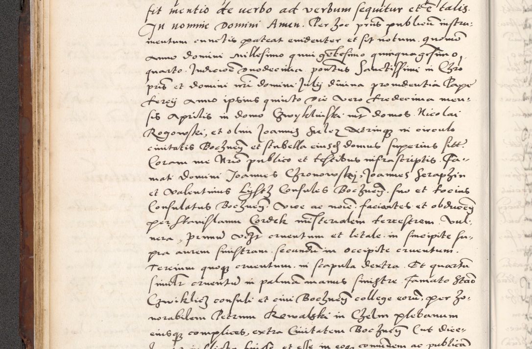 Zdjęcie nr 84 dla obiektu archiwalnego: Acta actorum causarum, sententiarum tam diffinitivarum quam interlocutoriam, obligationum, constitutionum, contractuum etc. coram reverendo patre domino Petro Porembski preposito Oswieczimensi, canonico et officiali Cracoviensi de anno Domini millesimo DºLº quarto, indictione duodecima, pontificatus sanctissimi in Christo patris et domini nostri domini Julii divina providencia papae eius nominis tercii, anno quarto, a die et mense infrasciptis continuantur