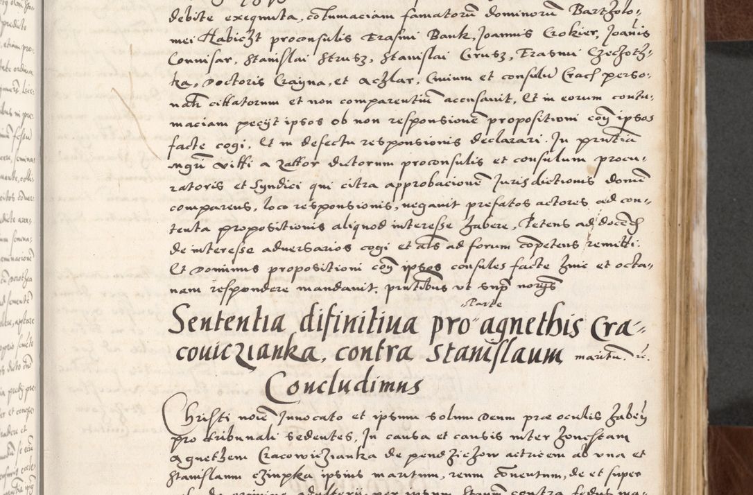 Zdjęcie nr 59 dla obiektu archiwalnego: Acta actorum causarum, sententiarum tam diffinitivarum quam interlocutoriam, obligationum, constitutionum, contractuum etc. coram reverendo patre domino Petro Porembski preposito Oswieczimensi, canonico et officiali Cracoviensi de anno Domini millesimo DºLº quarto, indictione duodecima, pontificatus sanctissimi in Christo patris et domini nostri domini Julii divina providencia papae eius nominis tercii, anno quarto, a die et mense infrasciptis continuantur