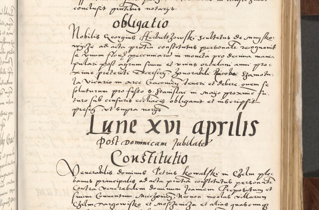 Zdjęcie nr 51 dla obiektu archiwalnego: Acta actorum causarum, sententiarum tam diffinitivarum quam interlocutoriam, obligationum, constitutionum, contractuum etc. coram reverendo patre domino Petro Porembski preposito Oswieczimensi, canonico et officiali Cracoviensi de anno Domini millesimo DºLº quarto, indictione duodecima, pontificatus sanctissimi in Christo patris et domini nostri domini Julii divina providencia papae eius nominis tercii, anno quarto, a die et mense infrasciptis continuantur