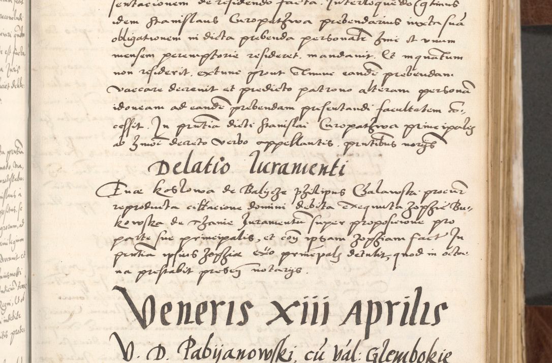Zdjęcie nr 47 dla obiektu archiwalnego: Acta actorum causarum, sententiarum tam diffinitivarum quam interlocutoriam, obligationum, constitutionum, contractuum etc. coram reverendo patre domino Petro Porembski preposito Oswieczimensi, canonico et officiali Cracoviensi de anno Domini millesimo DºLº quarto, indictione duodecima, pontificatus sanctissimi in Christo patris et domini nostri domini Julii divina providencia papae eius nominis tercii, anno quarto, a die et mense infrasciptis continuantur