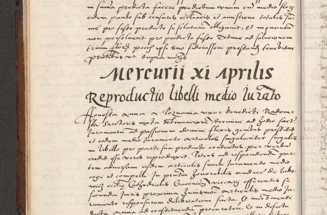 Zdjęcie nr 40 dla obiektu archiwalnego: Acta actorum causarum, sententiarum tam diffinitivarum quam interlocutoriam, obligationum, constitutionum, contractuum etc. coram reverendo patre domino Petro Porembski preposito Oswieczimensi, canonico et officiali Cracoviensi de anno Domini millesimo DºLº quarto, indictione duodecima, pontificatus sanctissimi in Christo patris et domini nostri domini Julii divina providencia papae eius nominis tercii, anno quarto, a die et mense infrasciptis continuantur