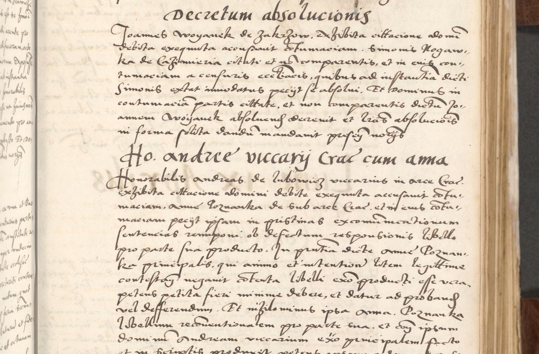 Zdjęcie nr 35 dla obiektu archiwalnego: Acta actorum causarum, sententiarum tam diffinitivarum quam interlocutoriam, obligationum, constitutionum, contractuum etc. coram reverendo patre domino Petro Porembski preposito Oswieczimensi, canonico et officiali Cracoviensi de anno Domini millesimo DºLº quarto, indictione duodecima, pontificatus sanctissimi in Christo patris et domini nostri domini Julii divina providencia papae eius nominis tercii, anno quarto, a die et mense infrasciptis continuantur