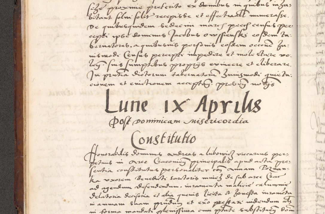 Zdjęcie nr 36 dla obiektu archiwalnego: Acta actorum causarum, sententiarum tam diffinitivarum quam interlocutoriam, obligationum, constitutionum, contractuum etc. coram reverendo patre domino Petro Porembski preposito Oswieczimensi, canonico et officiali Cracoviensi de anno Domini millesimo DºLº quarto, indictione duodecima, pontificatus sanctissimi in Christo patris et domini nostri domini Julii divina providencia papae eius nominis tercii, anno quarto, a die et mense infrasciptis continuantur