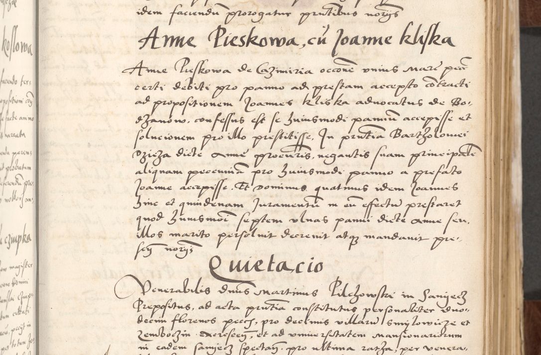 Zdjęcie nr 21 dla obiektu archiwalnego: Acta actorum causarum, sententiarum tam diffinitivarum quam interlocutoriam, obligationum, constitutionum, contractuum etc. coram reverendo patre domino Petro Porembski preposito Oswieczimensi, canonico et officiali Cracoviensi de anno Domini millesimo DºLº quarto, indictione duodecima, pontificatus sanctissimi in Christo patris et domini nostri domini Julii divina providencia papae eius nominis tercii, anno quarto, a die et mense infrasciptis continuantur