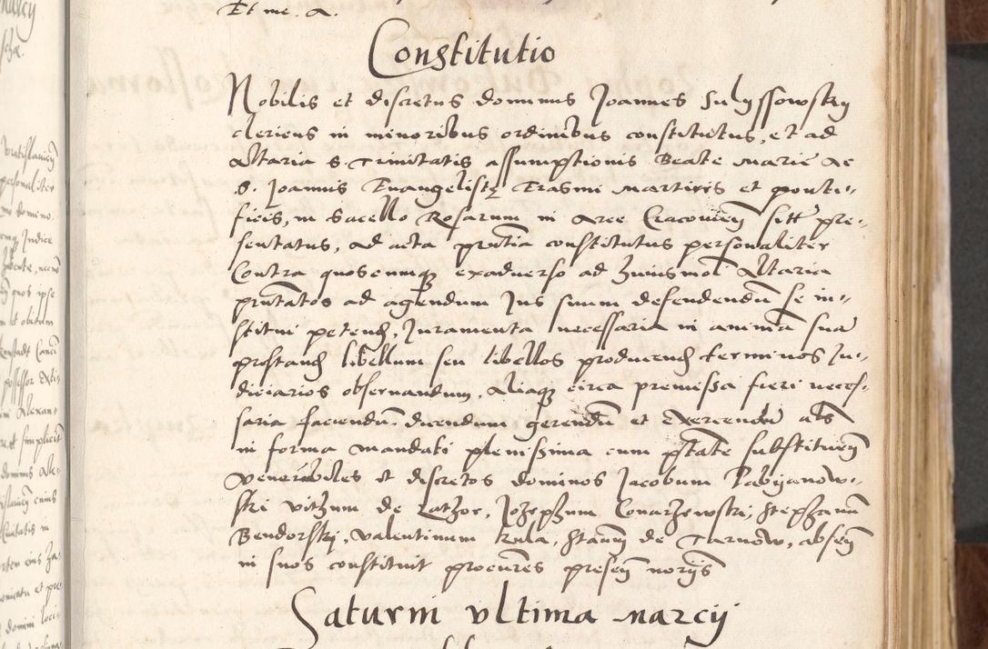 Zdjęcie nr 19 dla obiektu archiwalnego: Acta actorum causarum, sententiarum tam diffinitivarum quam interlocutoriam, obligationum, constitutionum, contractuum etc. coram reverendo patre domino Petro Porembski preposito Oswieczimensi, canonico et officiali Cracoviensi de anno Domini millesimo DºLº quarto, indictione duodecima, pontificatus sanctissimi in Christo patris et domini nostri domini Julii divina providencia papae eius nominis tercii, anno quarto, a die et mense infrasciptis continuantur