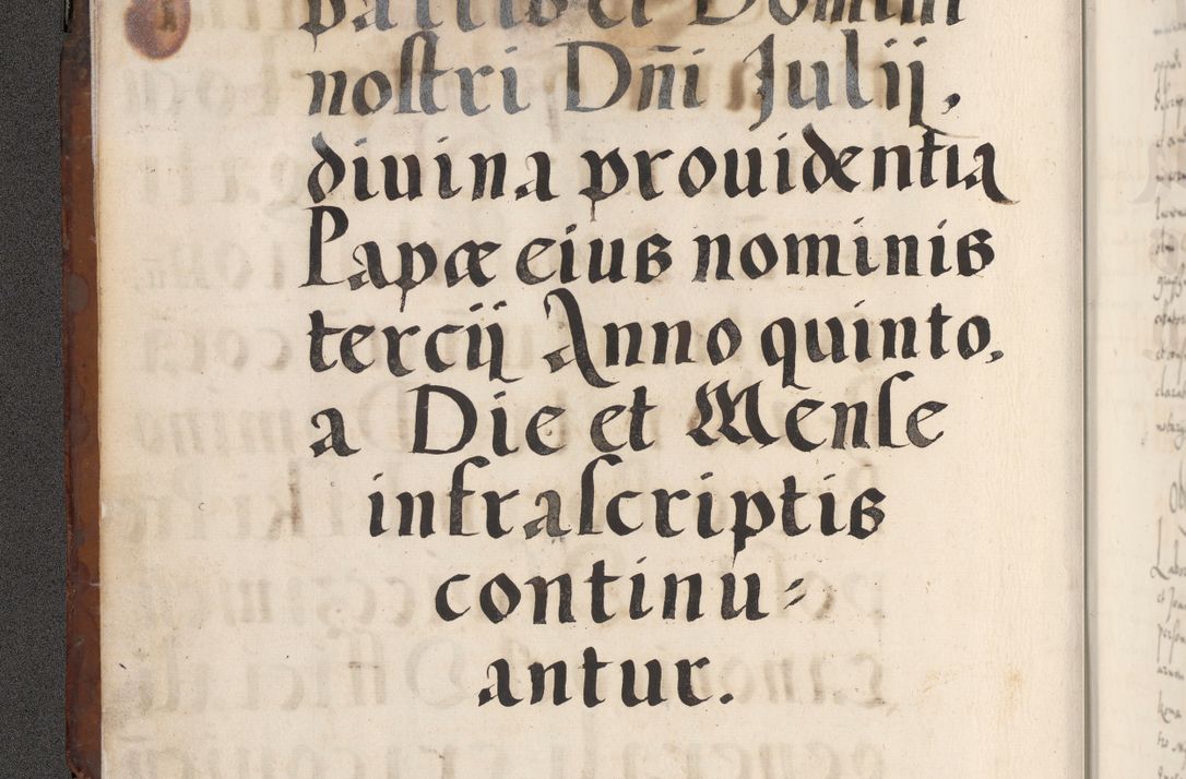 Zdjęcie nr 10 dla obiektu archiwalnego: Acta actorum causarum, sententiarum tam diffinitivarum quam interlocutoriam, obligationum, constitutionum, contractuum etc. coram reverendo patre domino Petro Porembski preposito Oswieczimensi, canonico et officiali Cracoviensi de anno Domini millesimo DºLº quarto, indictione duodecima, pontificatus sanctissimi in Christo patris et domini nostri domini Julii divina providencia papae eius nominis tercii, anno quarto, a die et mense infrasciptis continuantur