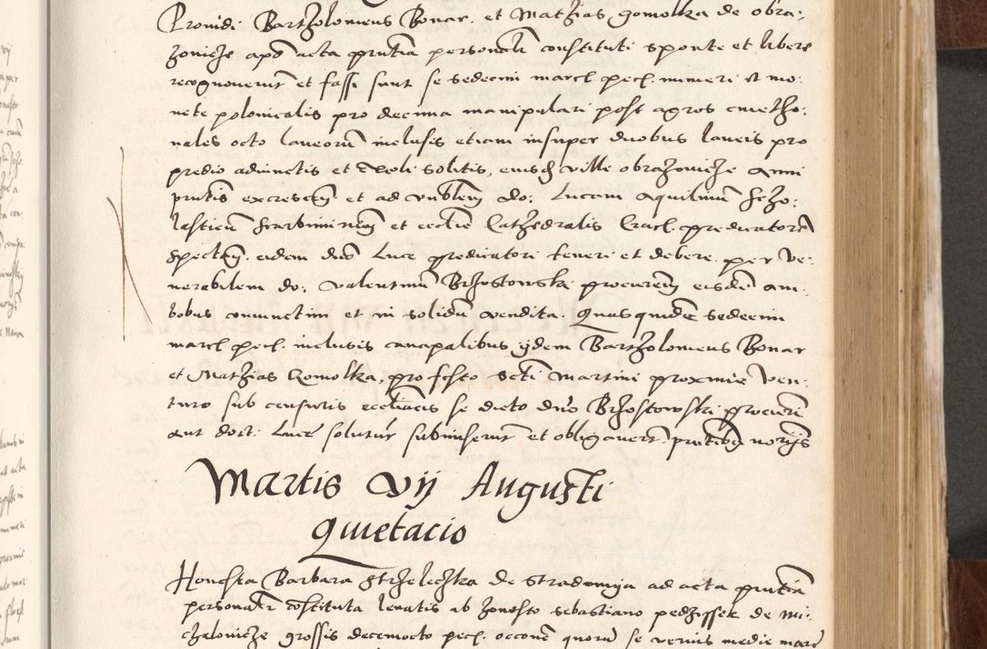 Zdjęcie nr 209 dla obiektu archiwalnego: Acta actorum causarum, sententiarum tam diffinitivarum quam interlocutoriam, obligationum, constitutionum, contractuum etc. coram reverendo patre domino Petro Porembski preposito Oswieczimensi, canonico et officiali Cracoviensi de anno Domini millesimo DºLº quarto, indictione duodecima, pontificatus sanctissimi in Christo patris et domini nostri domini Julii divina providencia papae eius nominis tercii, anno quarto, a die et mense infrasciptis continuantur