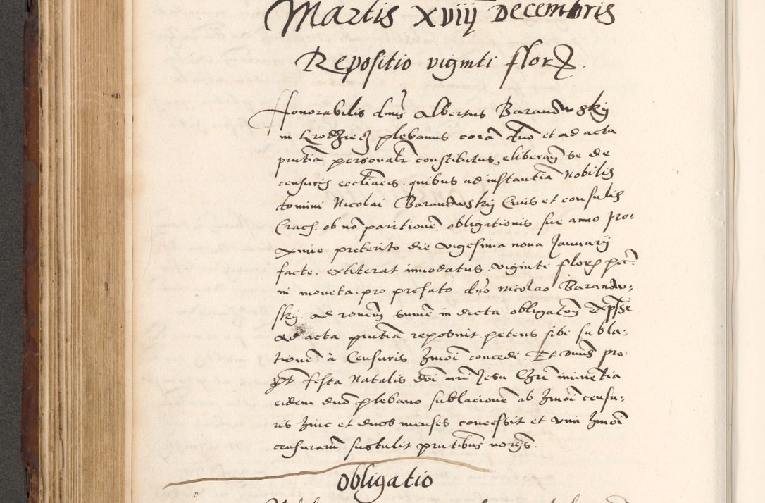 Zdjęcie nr 404 dla obiektu archiwalnego: Acta actorum causarum, sententiarum tam diffinitivarum quam interlocutoriam, obligationum, constitutionum, contractuum etc. coram reverendo patre domino Petro Porembski preposito Oswieczimensi, canonico et officiali Cracoviensi de anno Domini millesimo DºLº quarto, indictione duodecima, pontificatus sanctissimi in Christo patris et domini nostri domini Julii divina providencia papae eius nominis tercii, anno quarto, a die et mense infrasciptis continuantur