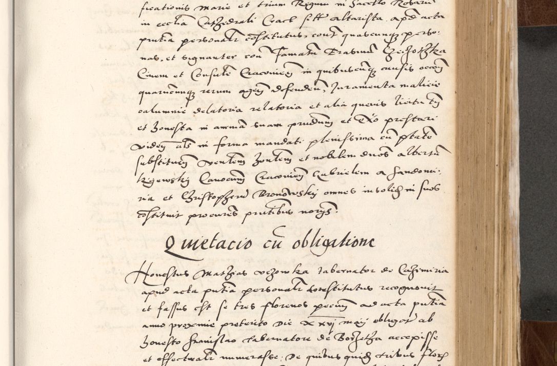 Zdjęcie nr 407 dla obiektu archiwalnego: Acta actorum causarum, sententiarum tam diffinitivarum quam interlocutoriam, obligationum, constitutionum, contractuum etc. coram reverendo patre domino Petro Porembski preposito Oswieczimensi, canonico et officiali Cracoviensi de anno Domini millesimo DºLº quarto, indictione duodecima, pontificatus sanctissimi in Christo patris et domini nostri domini Julii divina providencia papae eius nominis tercii, anno quarto, a die et mense infrasciptis continuantur