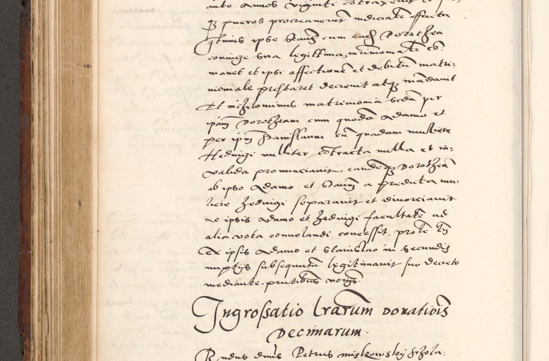 Zdjęcie nr 394 dla obiektu archiwalnego: Acta actorum causarum, sententiarum tam diffinitivarum quam interlocutoriam, obligationum, constitutionum, contractuum etc. coram reverendo patre domino Petro Porembski preposito Oswieczimensi, canonico et officiali Cracoviensi de anno Domini millesimo DºLº quarto, indictione duodecima, pontificatus sanctissimi in Christo patris et domini nostri domini Julii divina providencia papae eius nominis tercii, anno quarto, a die et mense infrasciptis continuantur