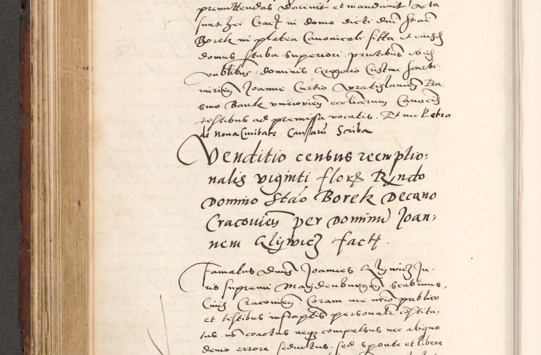 Zdjęcie nr 384 dla obiektu archiwalnego: Acta actorum causarum, sententiarum tam diffinitivarum quam interlocutoriam, obligationum, constitutionum, contractuum etc. coram reverendo patre domino Petro Porembski preposito Oswieczimensi, canonico et officiali Cracoviensi de anno Domini millesimo DºLº quarto, indictione duodecima, pontificatus sanctissimi in Christo patris et domini nostri domini Julii divina providencia papae eius nominis tercii, anno quarto, a die et mense infrasciptis continuantur
