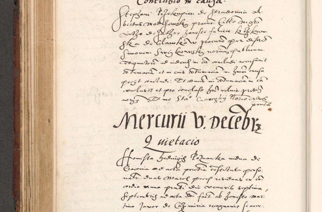 Zdjęcie nr 366 dla obiektu archiwalnego: Acta actorum causarum, sententiarum tam diffinitivarum quam interlocutoriam, obligationum, constitutionum, contractuum etc. coram reverendo patre domino Petro Porembski preposito Oswieczimensi, canonico et officiali Cracoviensi de anno Domini millesimo DºLº quarto, indictione duodecima, pontificatus sanctissimi in Christo patris et domini nostri domini Julii divina providencia papae eius nominis tercii, anno quarto, a die et mense infrasciptis continuantur