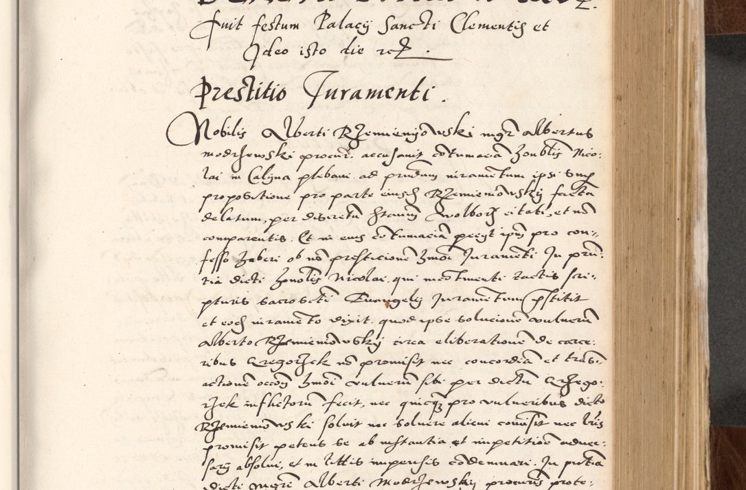 Zdjęcie nr 343 dla obiektu archiwalnego: Acta actorum causarum, sententiarum tam diffinitivarum quam interlocutoriam, obligationum, constitutionum, contractuum etc. coram reverendo patre domino Petro Porembski preposito Oswieczimensi, canonico et officiali Cracoviensi de anno Domini millesimo DºLº quarto, indictione duodecima, pontificatus sanctissimi in Christo patris et domini nostri domini Julii divina providencia papae eius nominis tercii, anno quarto, a die et mense infrasciptis continuantur