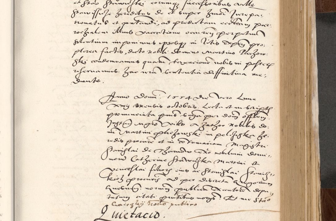 Zdjęcie nr 295 dla obiektu archiwalnego: Acta actorum causarum, sententiarum tam diffinitivarum quam interlocutoriam, obligationum, constitutionum, contractuum etc. coram reverendo patre domino Petro Porembski preposito Oswieczimensi, canonico et officiali Cracoviensi de anno Domini millesimo DºLº quarto, indictione duodecima, pontificatus sanctissimi in Christo patris et domini nostri domini Julii divina providencia papae eius nominis tercii, anno quarto, a die et mense infrasciptis continuantur