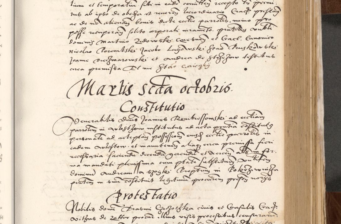 Zdjęcie nr 273 dla obiektu archiwalnego: Acta actorum causarum, sententiarum tam diffinitivarum quam interlocutoriam, obligationum, constitutionum, contractuum etc. coram reverendo patre domino Petro Porembski preposito Oswieczimensi, canonico et officiali Cracoviensi de anno Domini millesimo DºLº quarto, indictione duodecima, pontificatus sanctissimi in Christo patris et domini nostri domini Julii divina providencia papae eius nominis tercii, anno quarto, a die et mense infrasciptis continuantur
