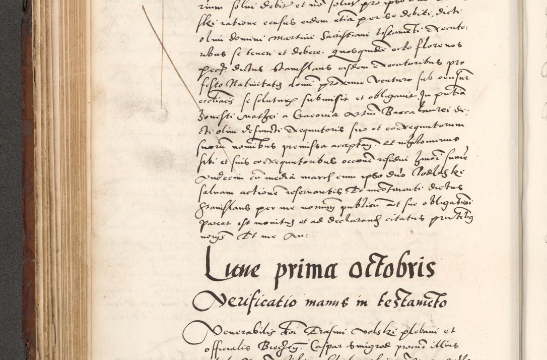 Zdjęcie nr 268 dla obiektu archiwalnego: Acta actorum causarum, sententiarum tam diffinitivarum quam interlocutoriam, obligationum, constitutionum, contractuum etc. coram reverendo patre domino Petro Porembski preposito Oswieczimensi, canonico et officiali Cracoviensi de anno Domini millesimo DºLº quarto, indictione duodecima, pontificatus sanctissimi in Christo patris et domini nostri domini Julii divina providencia papae eius nominis tercii, anno quarto, a die et mense infrasciptis continuantur