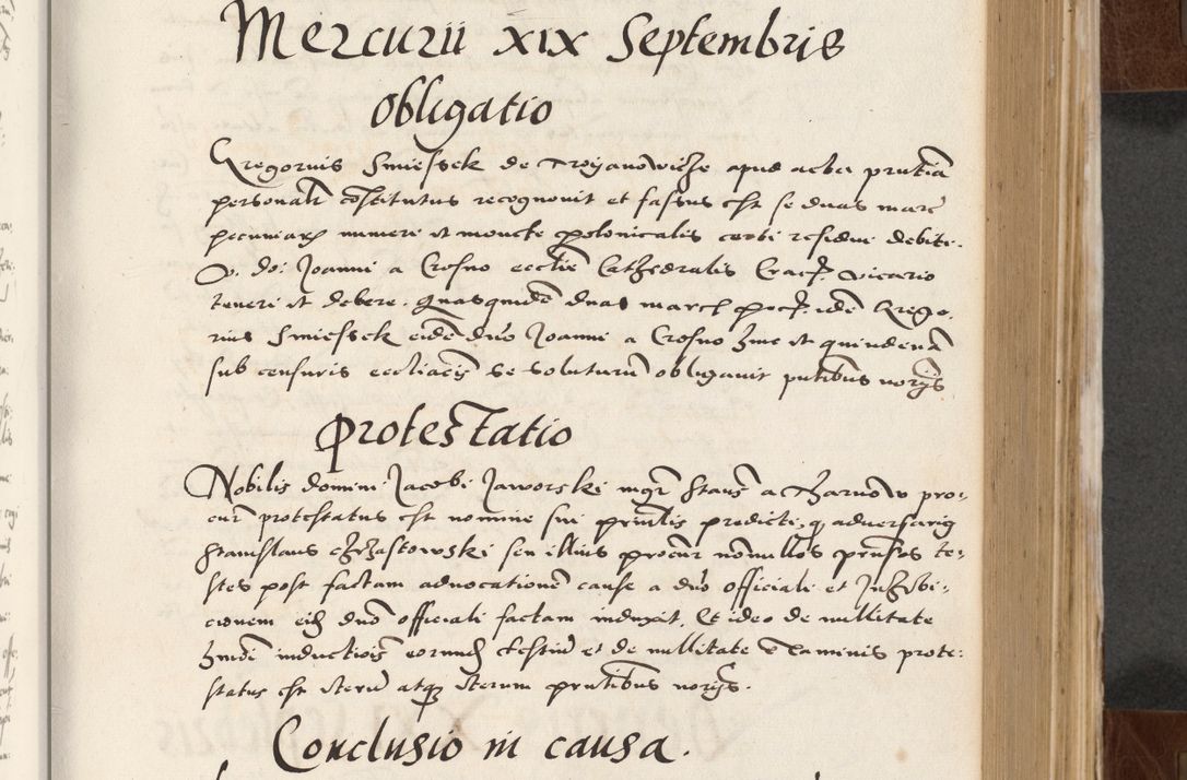 Zdjęcie nr 259 dla obiektu archiwalnego: Acta actorum causarum, sententiarum tam diffinitivarum quam interlocutoriam, obligationum, constitutionum, contractuum etc. coram reverendo patre domino Petro Porembski preposito Oswieczimensi, canonico et officiali Cracoviensi de anno Domini millesimo DºLº quarto, indictione duodecima, pontificatus sanctissimi in Christo patris et domini nostri domini Julii divina providencia papae eius nominis tercii, anno quarto, a die et mense infrasciptis continuantur