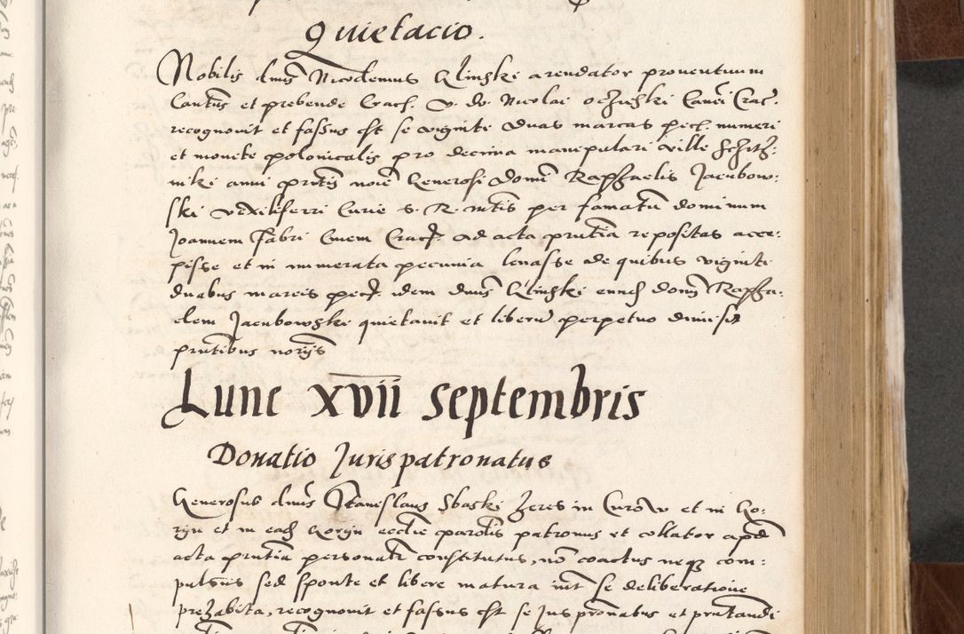 Zdjęcie nr 255 dla obiektu archiwalnego: Acta actorum causarum, sententiarum tam diffinitivarum quam interlocutoriam, obligationum, constitutionum, contractuum etc. coram reverendo patre domino Petro Porembski preposito Oswieczimensi, canonico et officiali Cracoviensi de anno Domini millesimo DºLº quarto, indictione duodecima, pontificatus sanctissimi in Christo patris et domini nostri domini Julii divina providencia papae eius nominis tercii, anno quarto, a die et mense infrasciptis continuantur