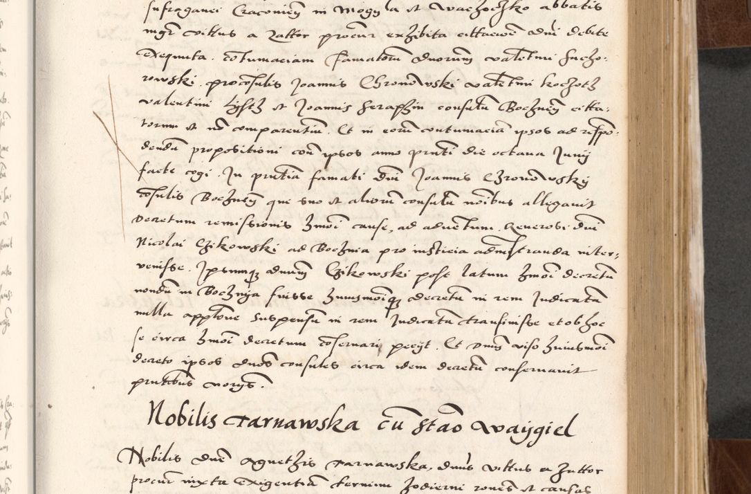 Zdjęcie nr 249 dla obiektu archiwalnego: Acta actorum causarum, sententiarum tam diffinitivarum quam interlocutoriam, obligationum, constitutionum, contractuum etc. coram reverendo patre domino Petro Porembski preposito Oswieczimensi, canonico et officiali Cracoviensi de anno Domini millesimo DºLº quarto, indictione duodecima, pontificatus sanctissimi in Christo patris et domini nostri domini Julii divina providencia papae eius nominis tercii, anno quarto, a die et mense infrasciptis continuantur