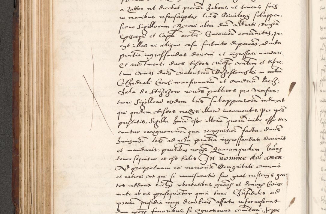 Zdjęcie nr 240 dla obiektu archiwalnego: Acta actorum causarum, sententiarum tam diffinitivarum quam interlocutoriam, obligationum, constitutionum, contractuum etc. coram reverendo patre domino Petro Porembski preposito Oswieczimensi, canonico et officiali Cracoviensi de anno Domini millesimo DºLº quarto, indictione duodecima, pontificatus sanctissimi in Christo patris et domini nostri domini Julii divina providencia papae eius nominis tercii, anno quarto, a die et mense infrasciptis continuantur