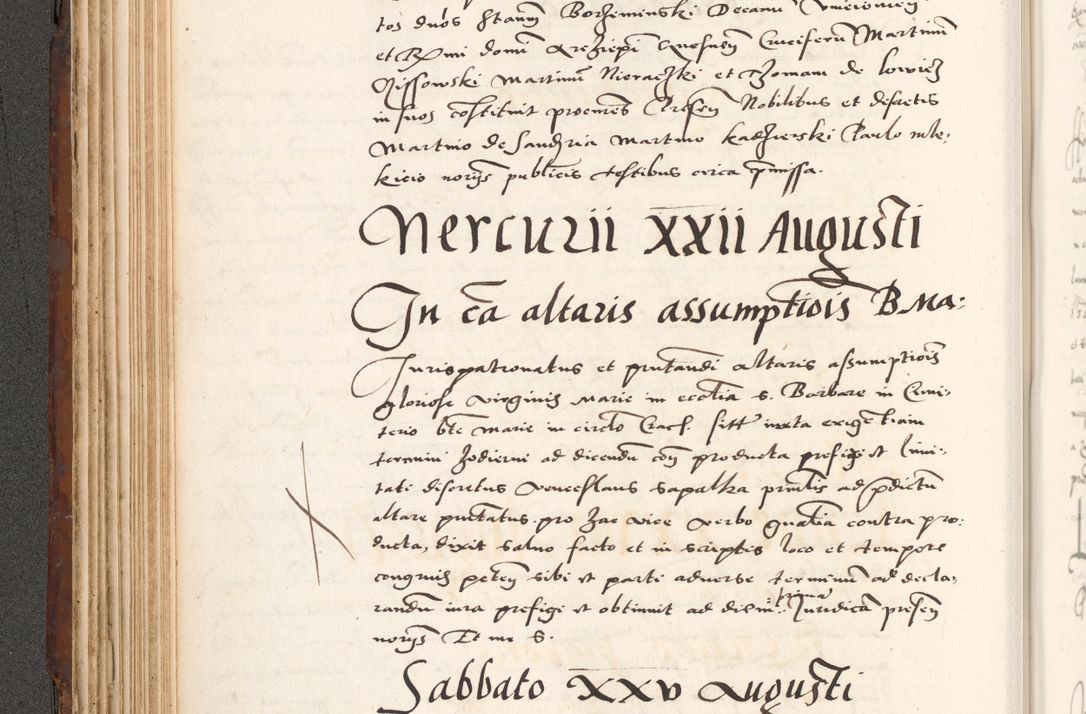 Zdjęcie nr 218 dla obiektu archiwalnego: Acta actorum causarum, sententiarum tam diffinitivarum quam interlocutoriam, obligationum, constitutionum, contractuum etc. coram reverendo patre domino Petro Porembski preposito Oswieczimensi, canonico et officiali Cracoviensi de anno Domini millesimo DºLº quarto, indictione duodecima, pontificatus sanctissimi in Christo patris et domini nostri domini Julii divina providencia papae eius nominis tercii, anno quarto, a die et mense infrasciptis continuantur