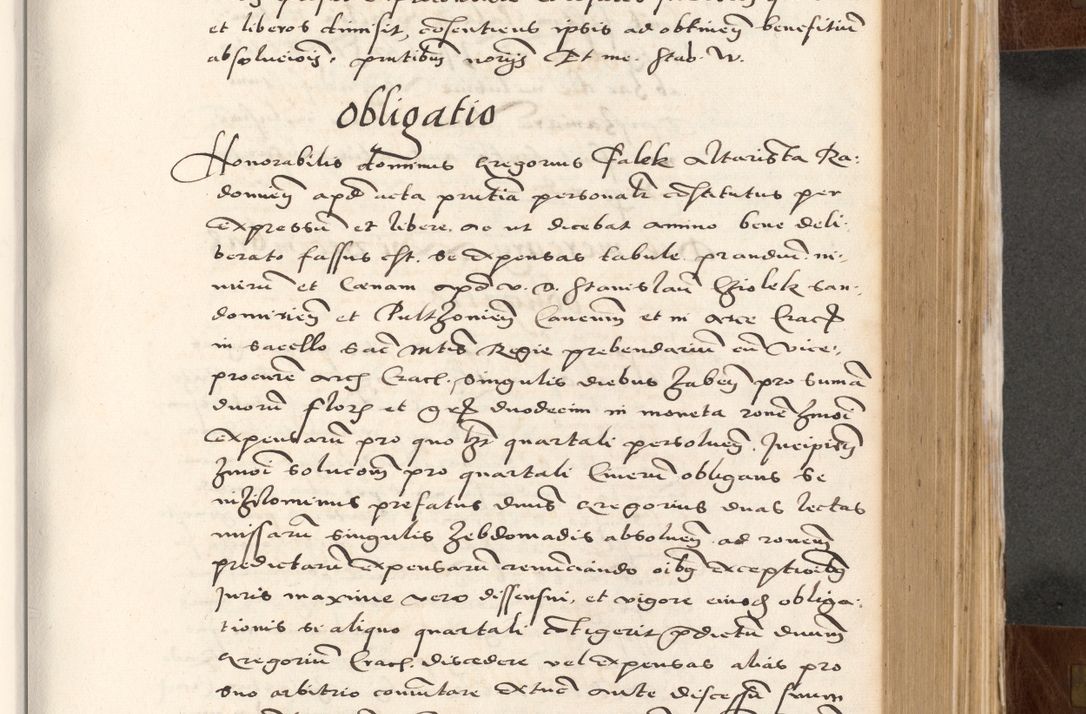 Zdjęcie nr 413 dla obiektu archiwalnego: Acta actorum causarum, sententiarum tam diffinitivarum quam interlocutoriam, obligationum, constitutionum, contractuum etc. coram reverendo patre domino Petro Porembski preposito Oswieczimensi, canonico et officiali Cracoviensi de anno Domini millesimo DºLº quarto, indictione duodecima, pontificatus sanctissimi in Christo patris et domini nostri domini Julii divina providencia papae eius nominis tercii, anno quarto, a die et mense infrasciptis continuantur