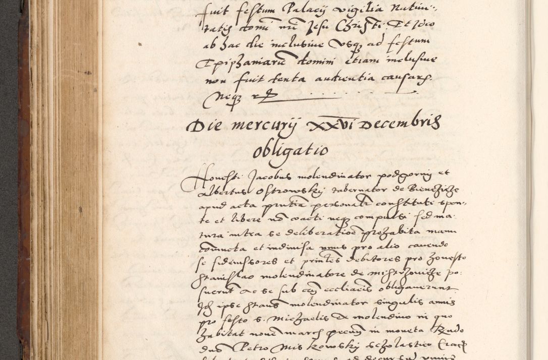 Zdjęcie nr 414 dla obiektu archiwalnego: Acta actorum causarum, sententiarum tam diffinitivarum quam interlocutoriam, obligationum, constitutionum, contractuum etc. coram reverendo patre domino Petro Porembski preposito Oswieczimensi, canonico et officiali Cracoviensi de anno Domini millesimo DºLº quarto, indictione duodecima, pontificatus sanctissimi in Christo patris et domini nostri domini Julii divina providencia papae eius nominis tercii, anno quarto, a die et mense infrasciptis continuantur