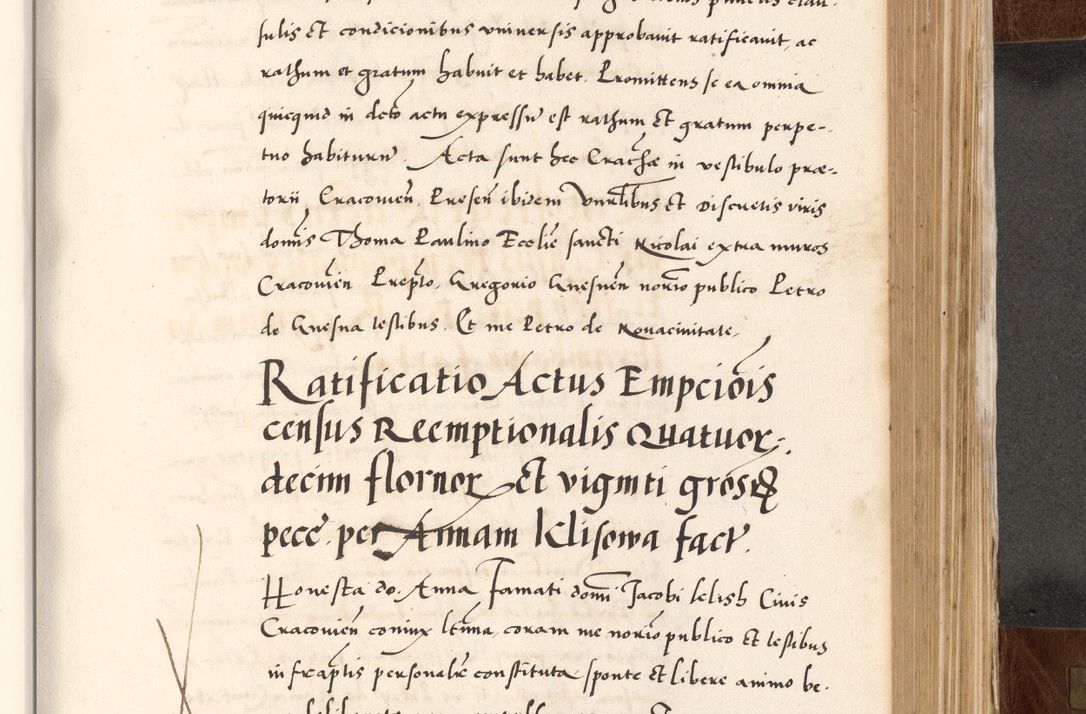 Zdjęcie nr 605 dla obiektu archiwalnego: Acta actorum causarum, sententiarum tam diffinitivarum quam interlocutoriam, obligationum, constitutionum, contractuum etc. coram reverendo patre domino Petro Porembski preposito Oswieczimensi, canonico et officiali Cracoviensi de anno Domini millesimo DºLº quarto, indictione duodecima, pontificatus sanctissimi in Christo patris et domini nostri domini Julii divina providencia papae eius nominis tercii, anno quarto, a die et mense infrasciptis continuantur