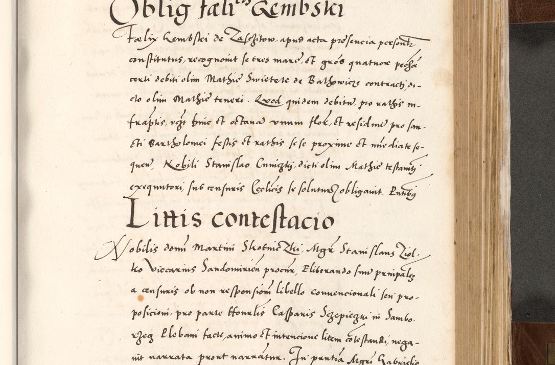 Zdjęcie nr 595 dla obiektu archiwalnego: Acta actorum causarum, sententiarum tam diffinitivarum quam interlocutoriam, obligationum, constitutionum, contractuum etc. coram reverendo patre domino Petro Porembski preposito Oswieczimensi, canonico et officiali Cracoviensi de anno Domini millesimo DºLº quarto, indictione duodecima, pontificatus sanctissimi in Christo patris et domini nostri domini Julii divina providencia papae eius nominis tercii, anno quarto, a die et mense infrasciptis continuantur