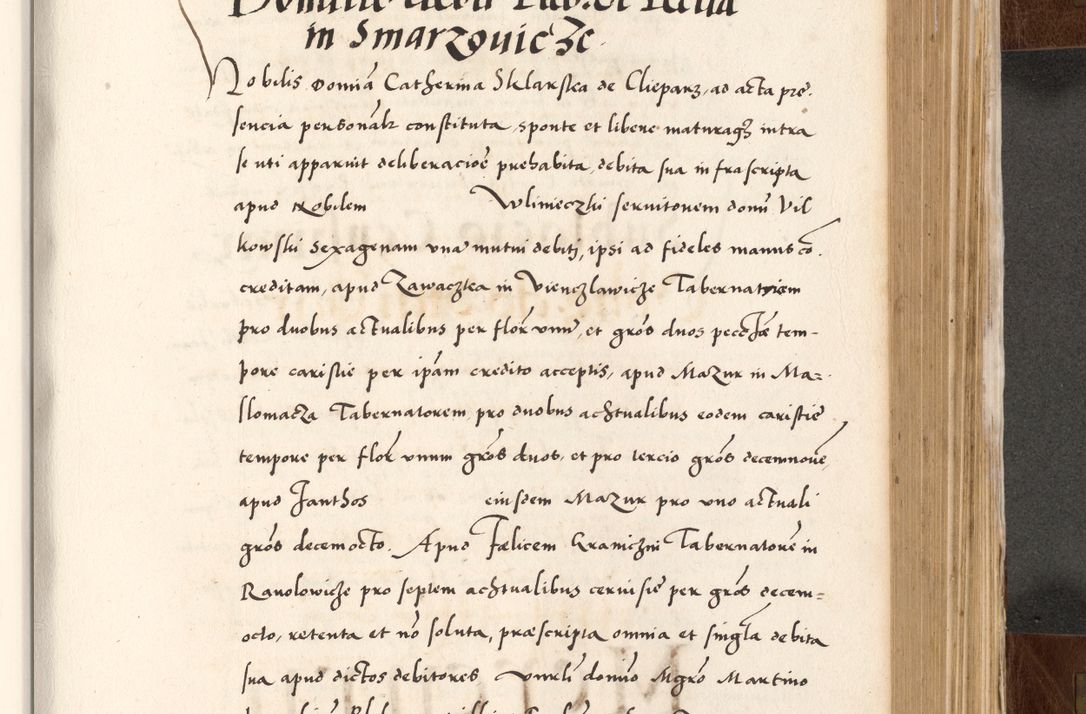Zdjęcie nr 577 dla obiektu archiwalnego: Acta actorum causarum, sententiarum tam diffinitivarum quam interlocutoriam, obligationum, constitutionum, contractuum etc. coram reverendo patre domino Petro Porembski preposito Oswieczimensi, canonico et officiali Cracoviensi de anno Domini millesimo DºLº quarto, indictione duodecima, pontificatus sanctissimi in Christo patris et domini nostri domini Julii divina providencia papae eius nominis tercii, anno quarto, a die et mense infrasciptis continuantur