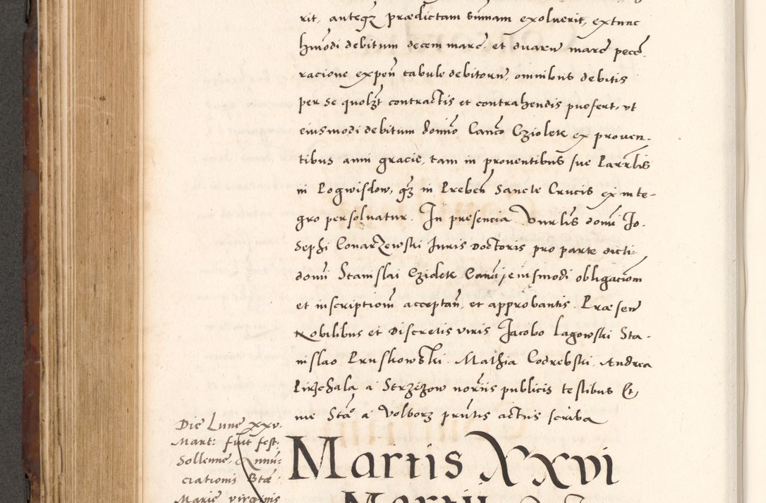 Zdjęcie nr 574 dla obiektu archiwalnego: Acta actorum causarum, sententiarum tam diffinitivarum quam interlocutoriam, obligationum, constitutionum, contractuum etc. coram reverendo patre domino Petro Porembski preposito Oswieczimensi, canonico et officiali Cracoviensi de anno Domini millesimo DºLº quarto, indictione duodecima, pontificatus sanctissimi in Christo patris et domini nostri domini Julii divina providencia papae eius nominis tercii, anno quarto, a die et mense infrasciptis continuantur