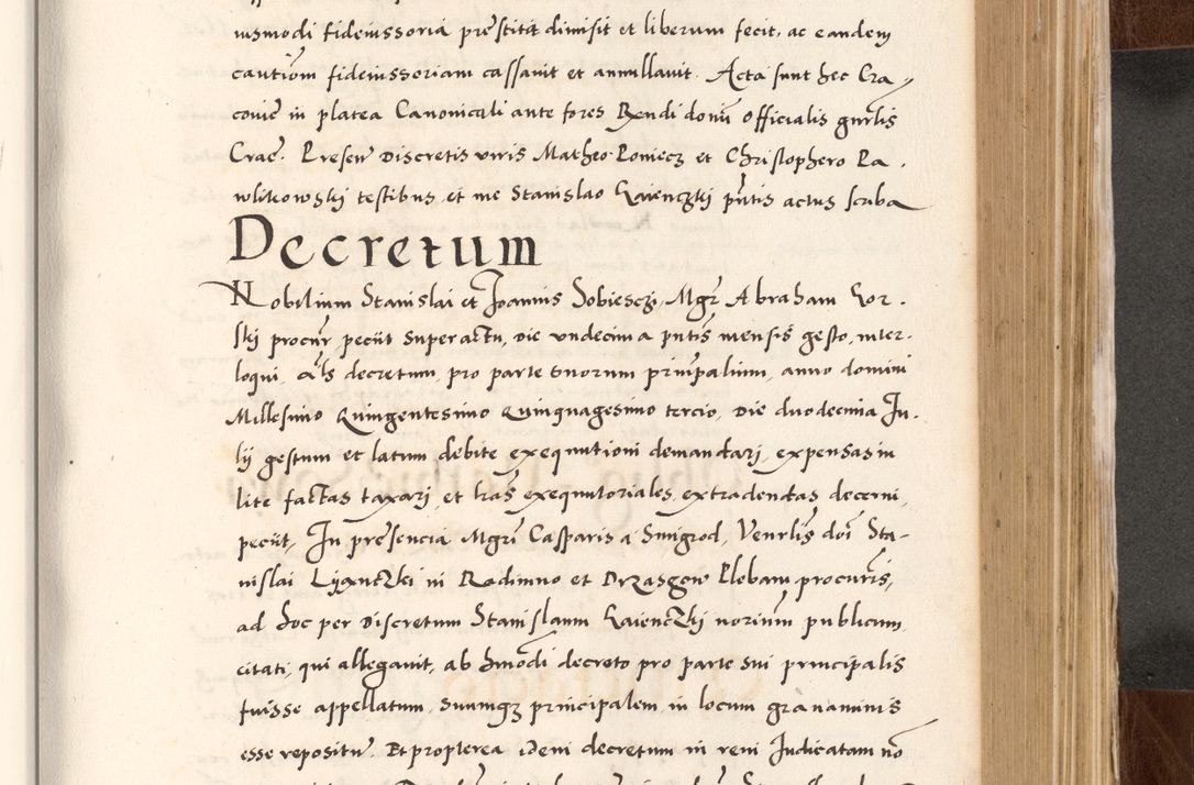 Zdjęcie nr 541 dla obiektu archiwalnego: Acta actorum causarum, sententiarum tam diffinitivarum quam interlocutoriam, obligationum, constitutionum, contractuum etc. coram reverendo patre domino Petro Porembski preposito Oswieczimensi, canonico et officiali Cracoviensi de anno Domini millesimo DºLº quarto, indictione duodecima, pontificatus sanctissimi in Christo patris et domini nostri domini Julii divina providencia papae eius nominis tercii, anno quarto, a die et mense infrasciptis continuantur