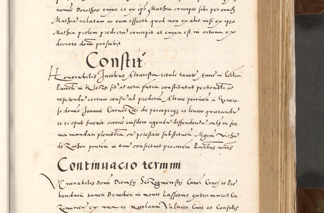 Zdjęcie nr 527 dla obiektu archiwalnego: Acta actorum causarum, sententiarum tam diffinitivarum quam interlocutoriam, obligationum, constitutionum, contractuum etc. coram reverendo patre domino Petro Porembski preposito Oswieczimensi, canonico et officiali Cracoviensi de anno Domini millesimo DºLº quarto, indictione duodecima, pontificatus sanctissimi in Christo patris et domini nostri domini Julii divina providencia papae eius nominis tercii, anno quarto, a die et mense infrasciptis continuantur