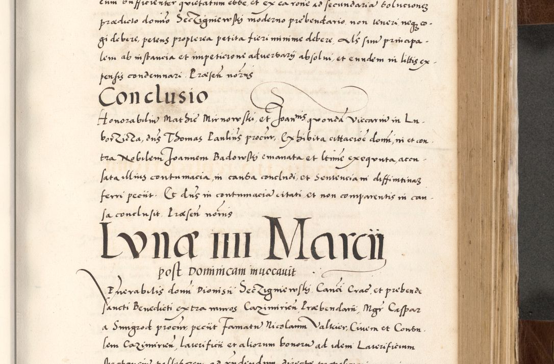 Zdjęcie nr 505 dla obiektu archiwalnego: Acta actorum causarum, sententiarum tam diffinitivarum quam interlocutoriam, obligationum, constitutionum, contractuum etc. coram reverendo patre domino Petro Porembski preposito Oswieczimensi, canonico et officiali Cracoviensi de anno Domini millesimo DºLº quarto, indictione duodecima, pontificatus sanctissimi in Christo patris et domini nostri domini Julii divina providencia papae eius nominis tercii, anno quarto, a die et mense infrasciptis continuantur